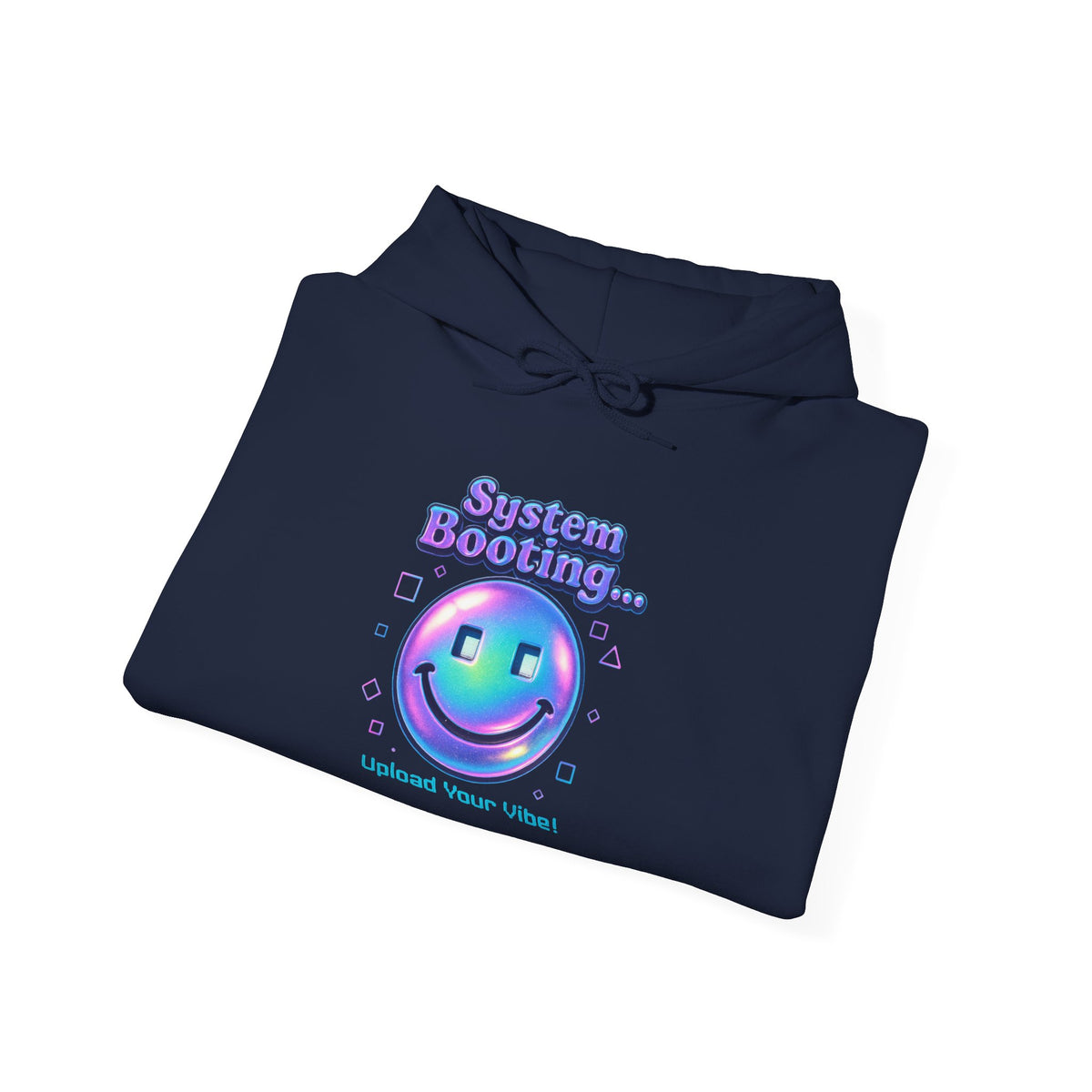 Hoodie — “System Booting” Retro Holographic Smiley Tech Hoodie