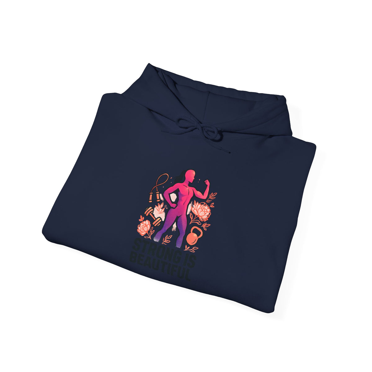 Strong Is Hoodie — Motivational Fitness Hoodie with Kettlebell & Weightlifting Design