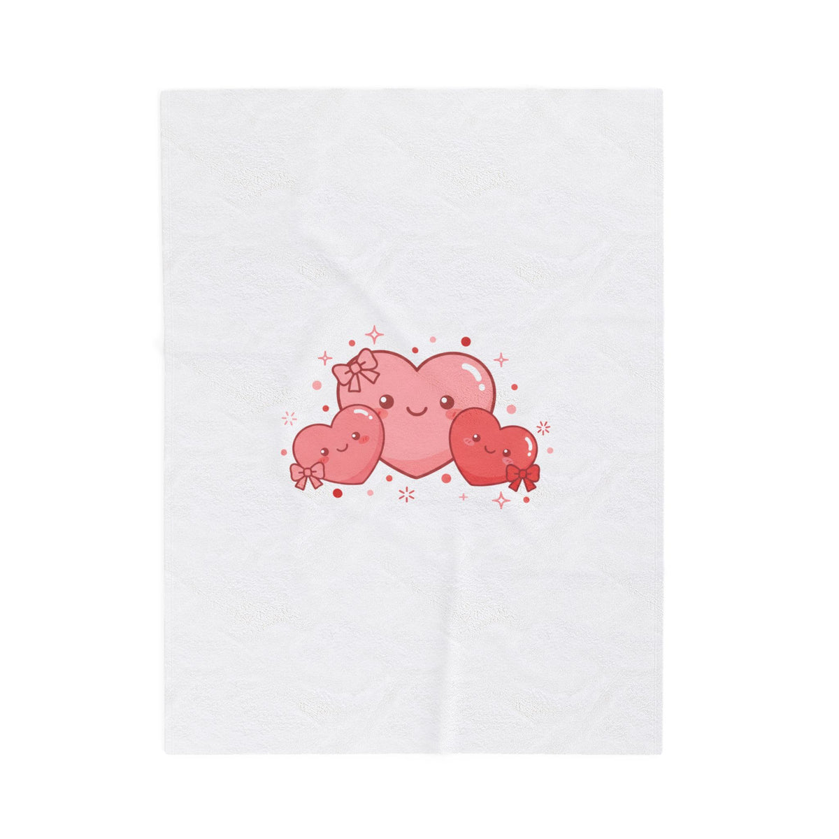 Tiny Heart Kawaii Trio Velveteen Plush Blanket | tiny heart design, valentine doodle