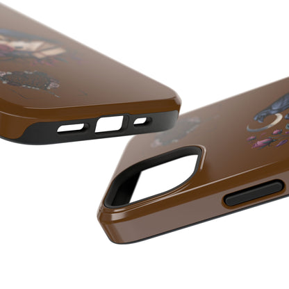 Raven & Roses Phone Case — Impact-Resistant Protective Case with Moon, Books & Floral Gothic Design