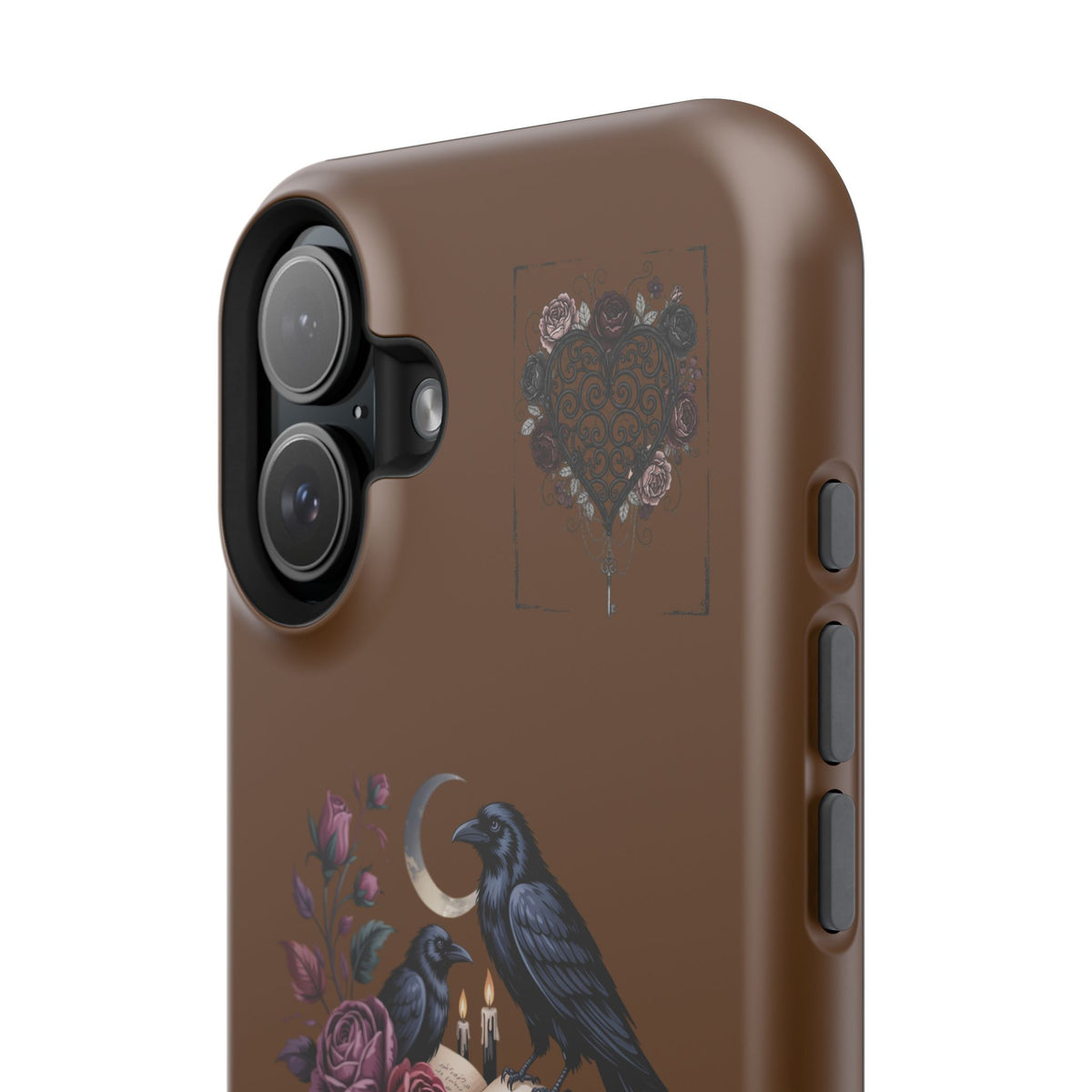 Raven & Roses Phone Case — Impact-Resistant Protective Case with Moon, Books & Floral Gothic Design