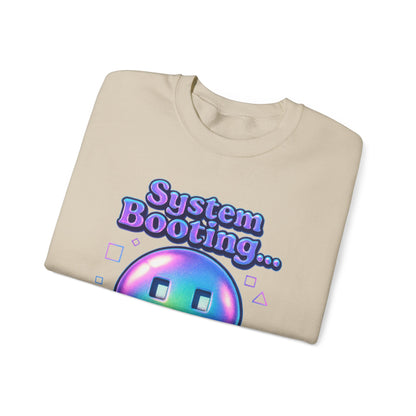 System Booting Crewneck Sweatshirt — "Upload Your Vibe" Retro Tech Graphic