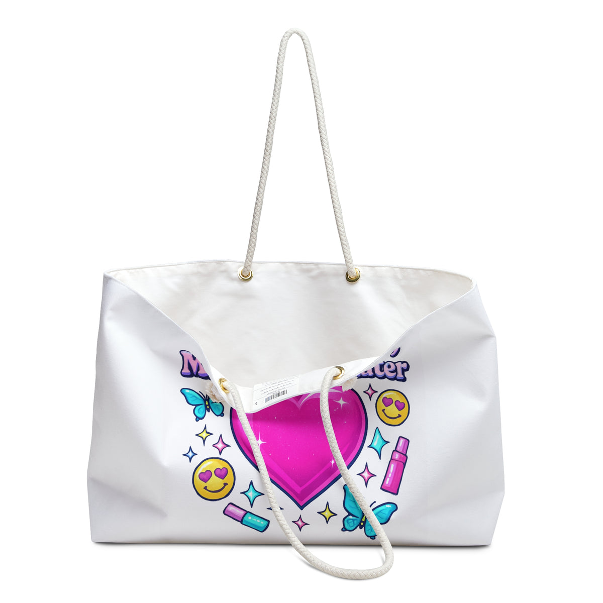 Weekender Bag — "Feeling Cute, Might Delete Later" Heart Graphic Travel Tote