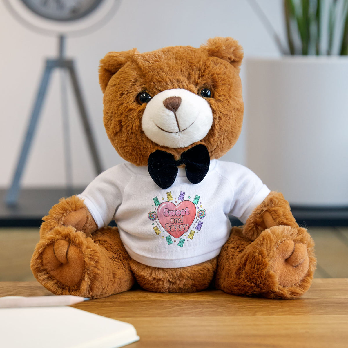 Sweet Baby Teddy Bear Plush with Heart T‑Shirt — Cute Gift for Newborns & Baby Showers