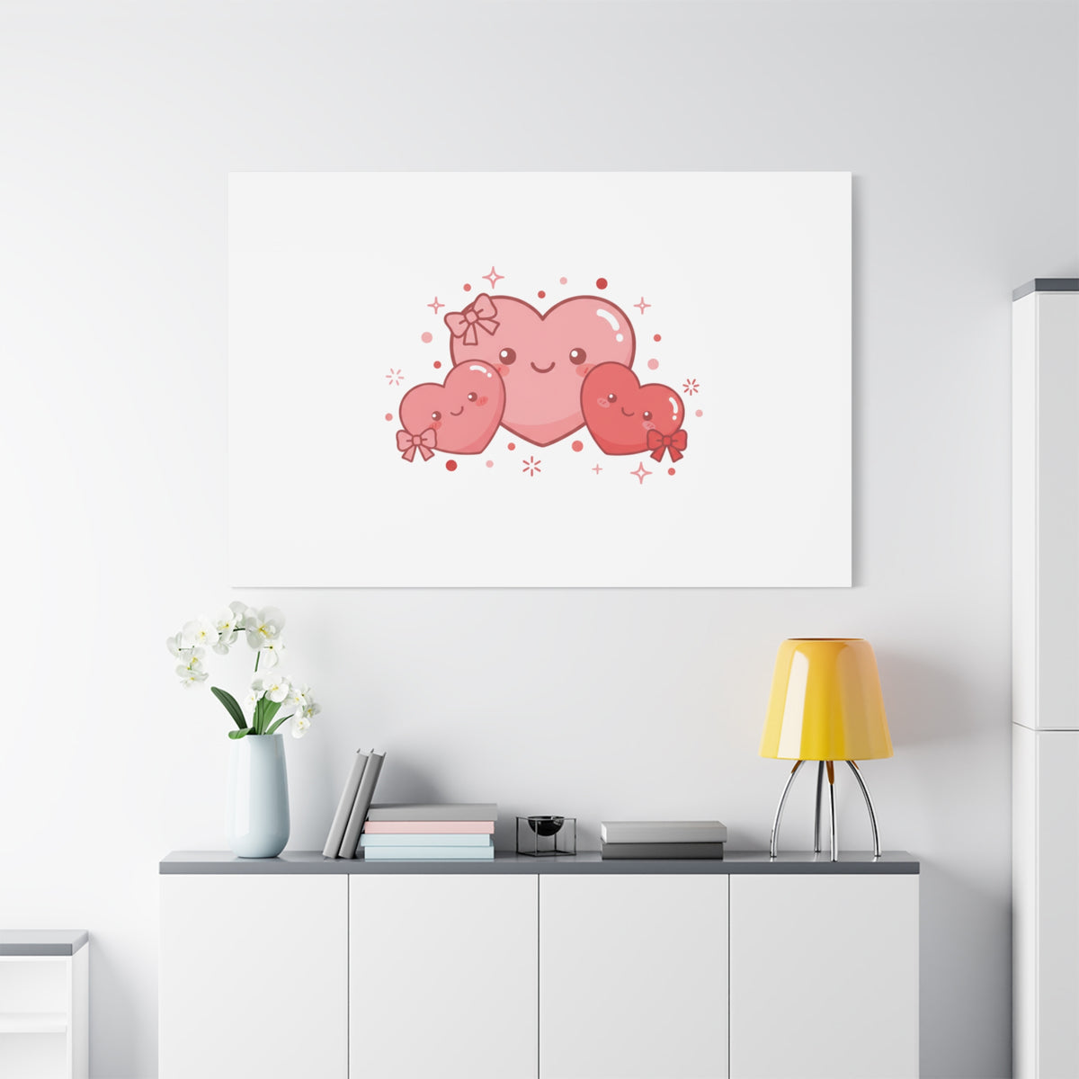 Kawaii Tiny Heart Trio Matte Canvas | tiny hearts, valentine doodle