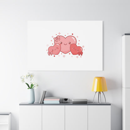 Kawaii Tiny Heart Trio Matte Canvas | tiny hearts, valentine doodle