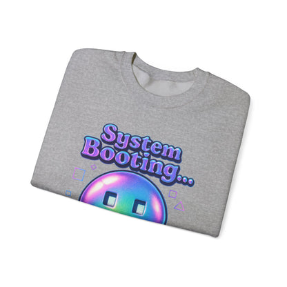 System Booting Crewneck Sweatshirt — "Upload Your Vibe" Retro Tech Graphic