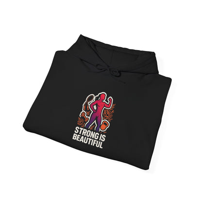 Strong Is Hoodie — Motivational Fitness Hoodie with Kettlebell & Weightlifting Design