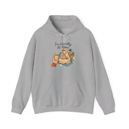 Cozy At Home Hoodie — Relaxed Laptop & Coffee Illustration