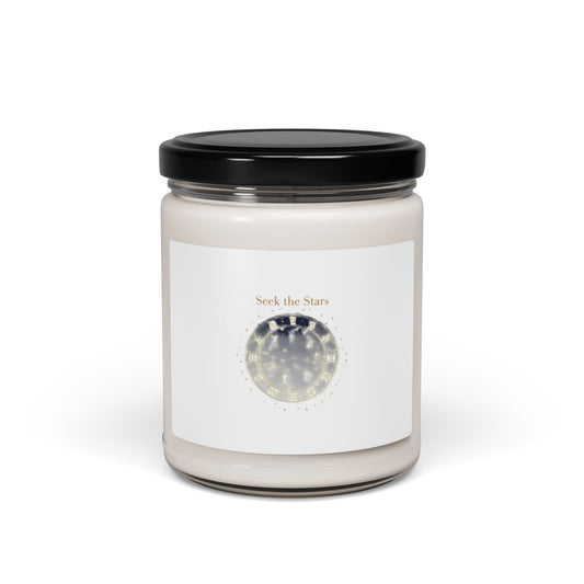 Seek the Stars Soy Candle, Celestial Moon Phase Jar | Astrology Decor