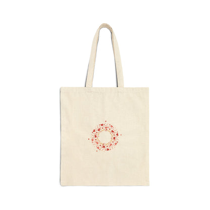 Tiny Heart Confetti Wreath Tote, Cotton Canvas, Valentine Doodle Accent