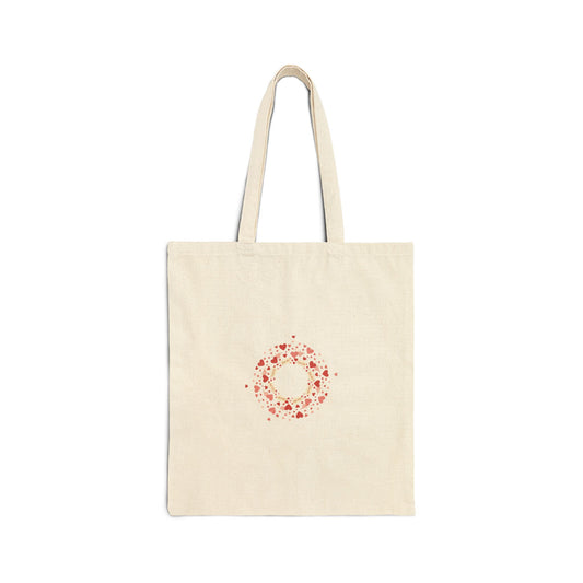 Tiny Heart Confetti Wreath Tote, Cotton Canvas, Valentine Doodle Accent