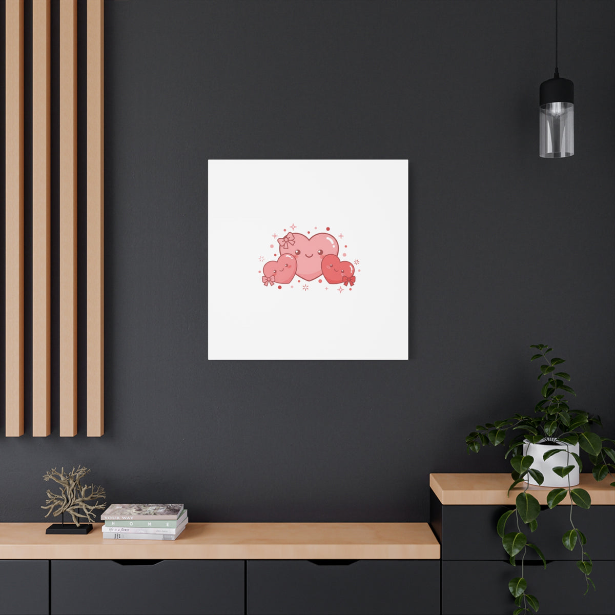 Kawaii Tiny Heart Trio Matte Canvas | tiny hearts, valentine doodle