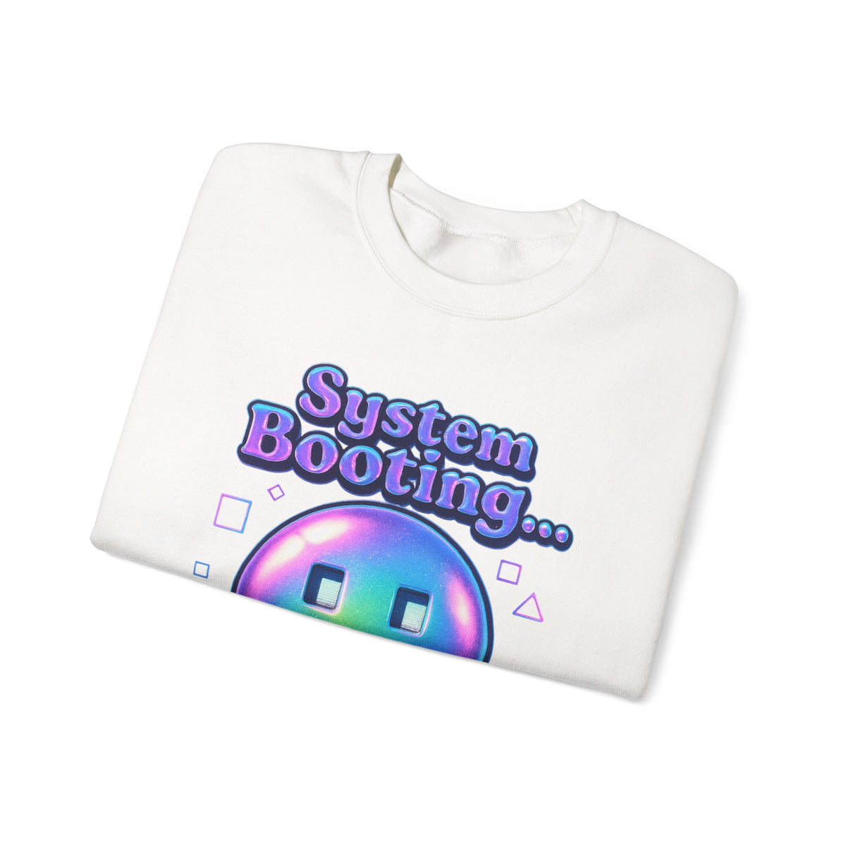 System Booting Crewneck Sweatshirt — "Upload Your Vibe" Retro Tech Graphic