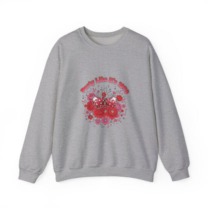 Disco Cherry Hearts Retro Romance Sweatshirt | sparkly hearts, glitter floral