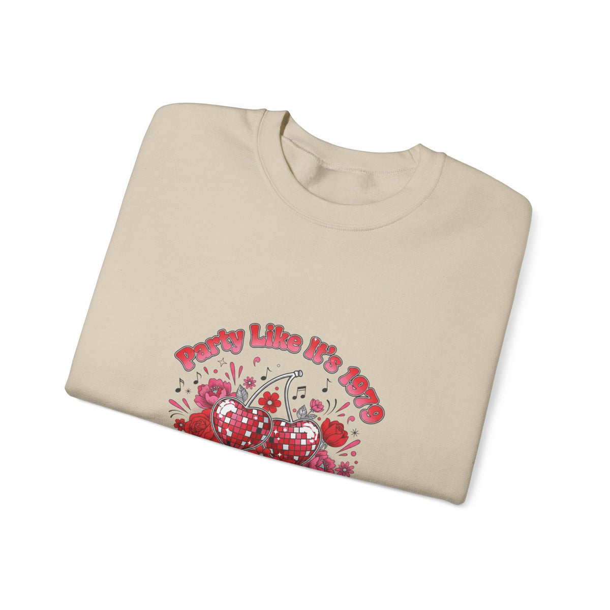 Disco Cherry Hearts Retro Romance Sweatshirt | sparkly hearts, glitter floral
