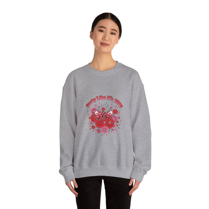 Disco Cherry Hearts Retro Romance Sweatshirt | sparkly hearts, glitter floral