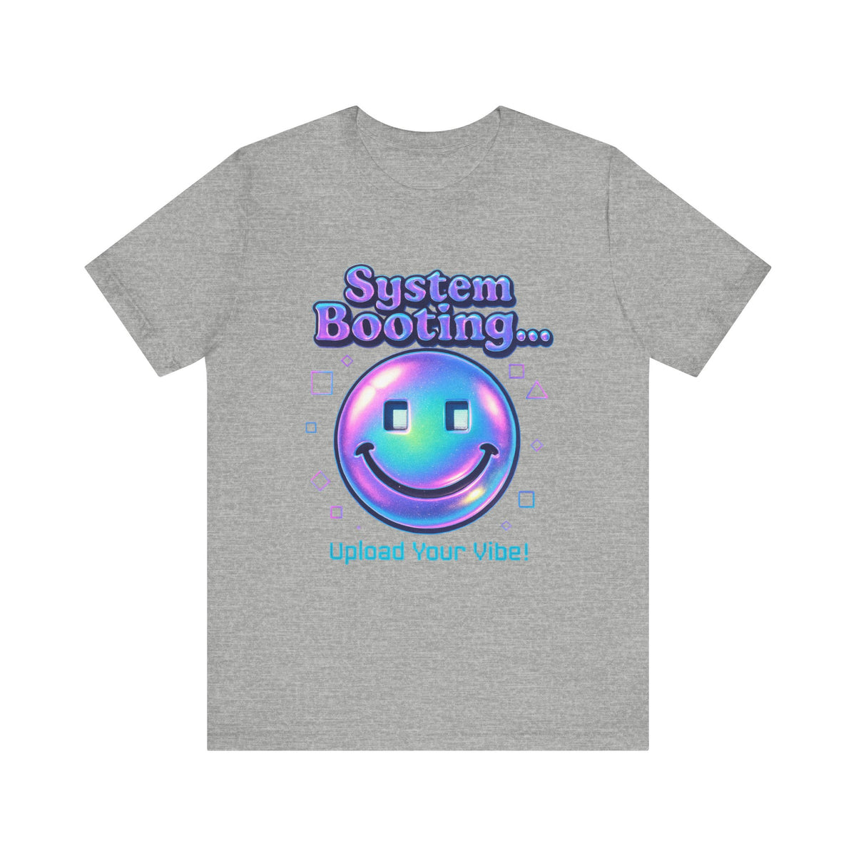 System Booting Smiley Tee — “Upload Your Vibe!” Retro Cybercore Graphic T-Shirt
