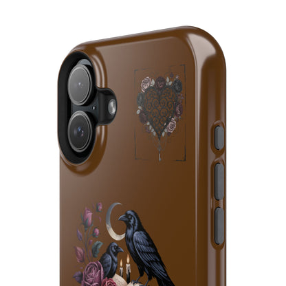 Raven & Roses Phone Case — Impact-Resistant Protective Case with Moon, Books & Floral Gothic Design