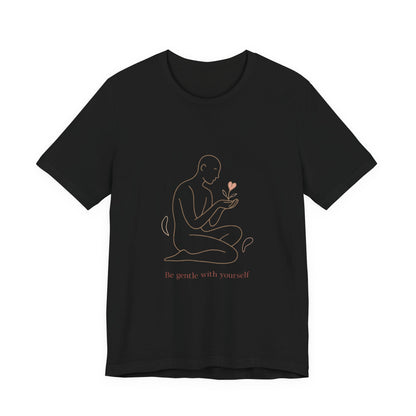 T‑Shirt — Minimal Self‑Care Line Art Tee (“Be gentle with yourself”)