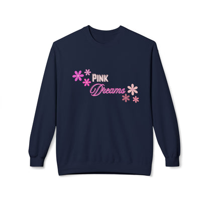 Pink Dreams Crewneck Sweatshirt — Floral Retro Graphic
