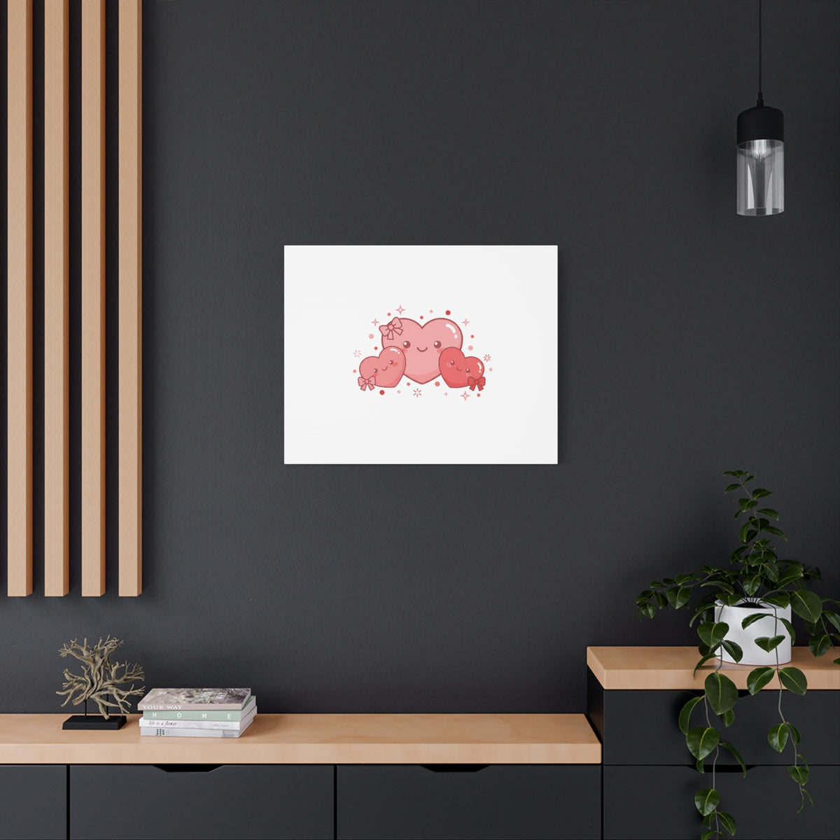 Kawaii Tiny Heart Trio Matte Canvas | tiny hearts, valentine doodle
