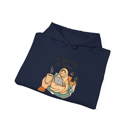 Cozy At Home Hoodie — Relaxed Laptop & Coffee Illustration