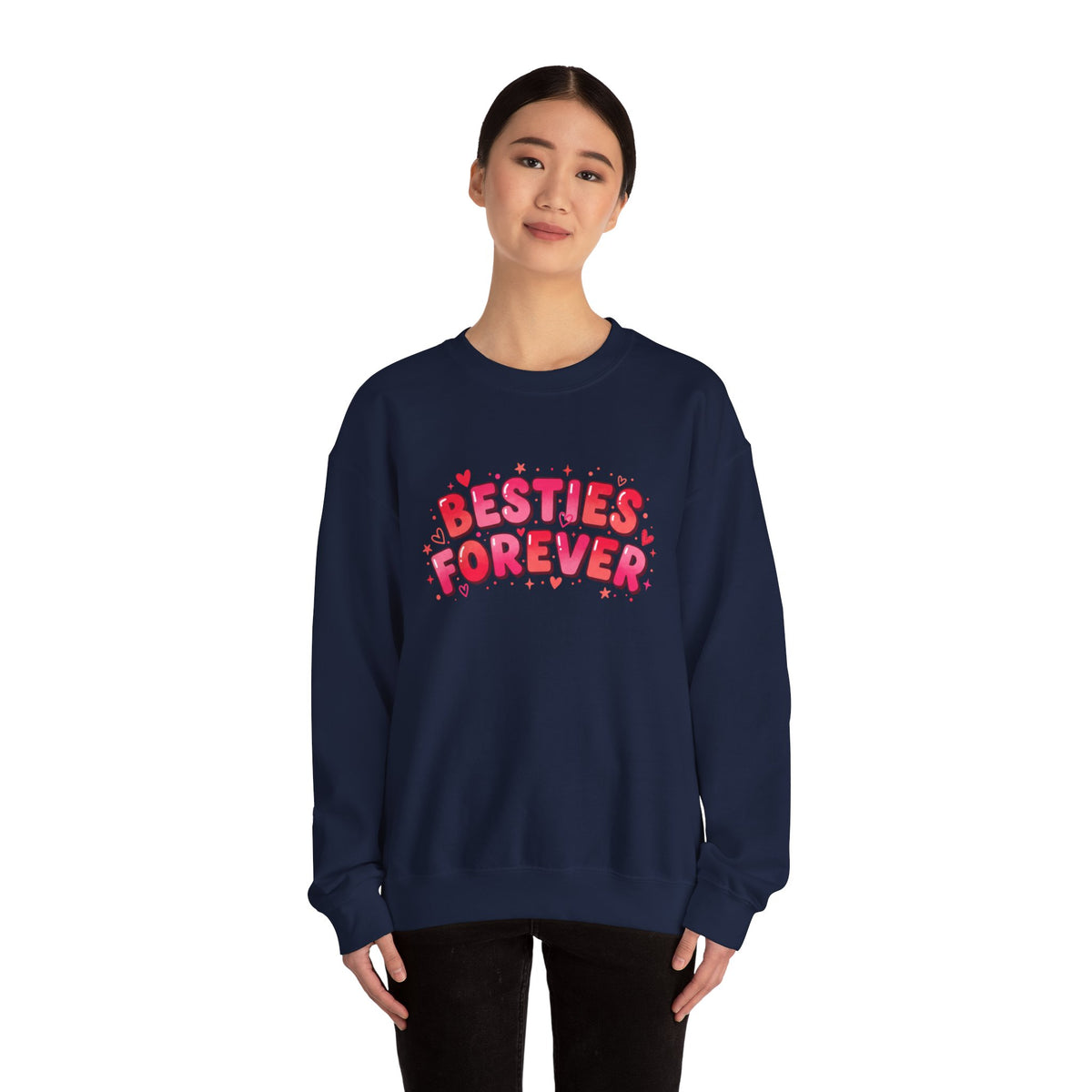 Besties Forever Sweatshirt | Galentine’s Friendship, Pink Red Chunky Type