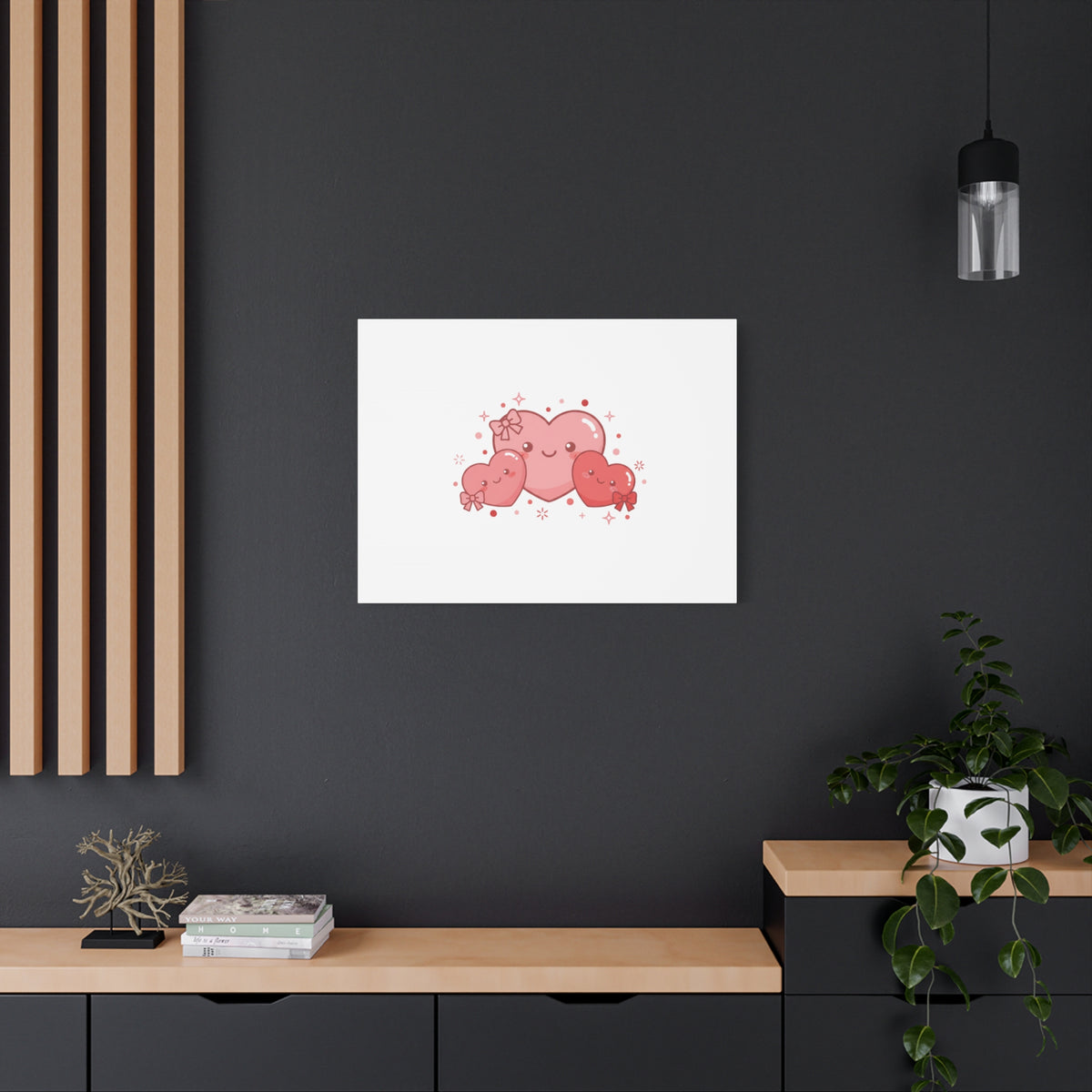Kawaii Tiny Heart Trio Matte Canvas | tiny hearts, valentine doodle
