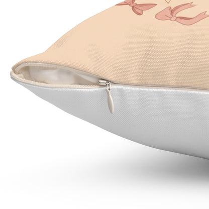 Coquette Vibes Decorative Pillow – Pink Bow Accent Throw Pillow