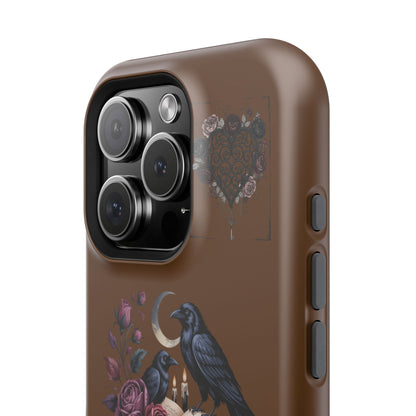 Raven & Roses Phone Case — Impact-Resistant Protective Case with Moon, Books & Floral Gothic Design