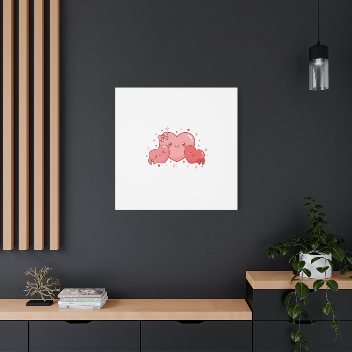 Kawaii Tiny Heart Trio Matte Canvas | tiny hearts, valentine doodle