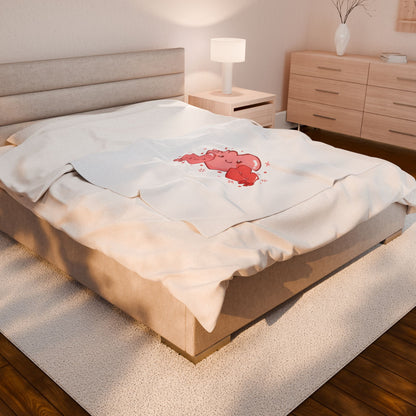 Tiny Heart Kawaii Trio Velveteen Plush Blanket | tiny heart design, valentine doodle