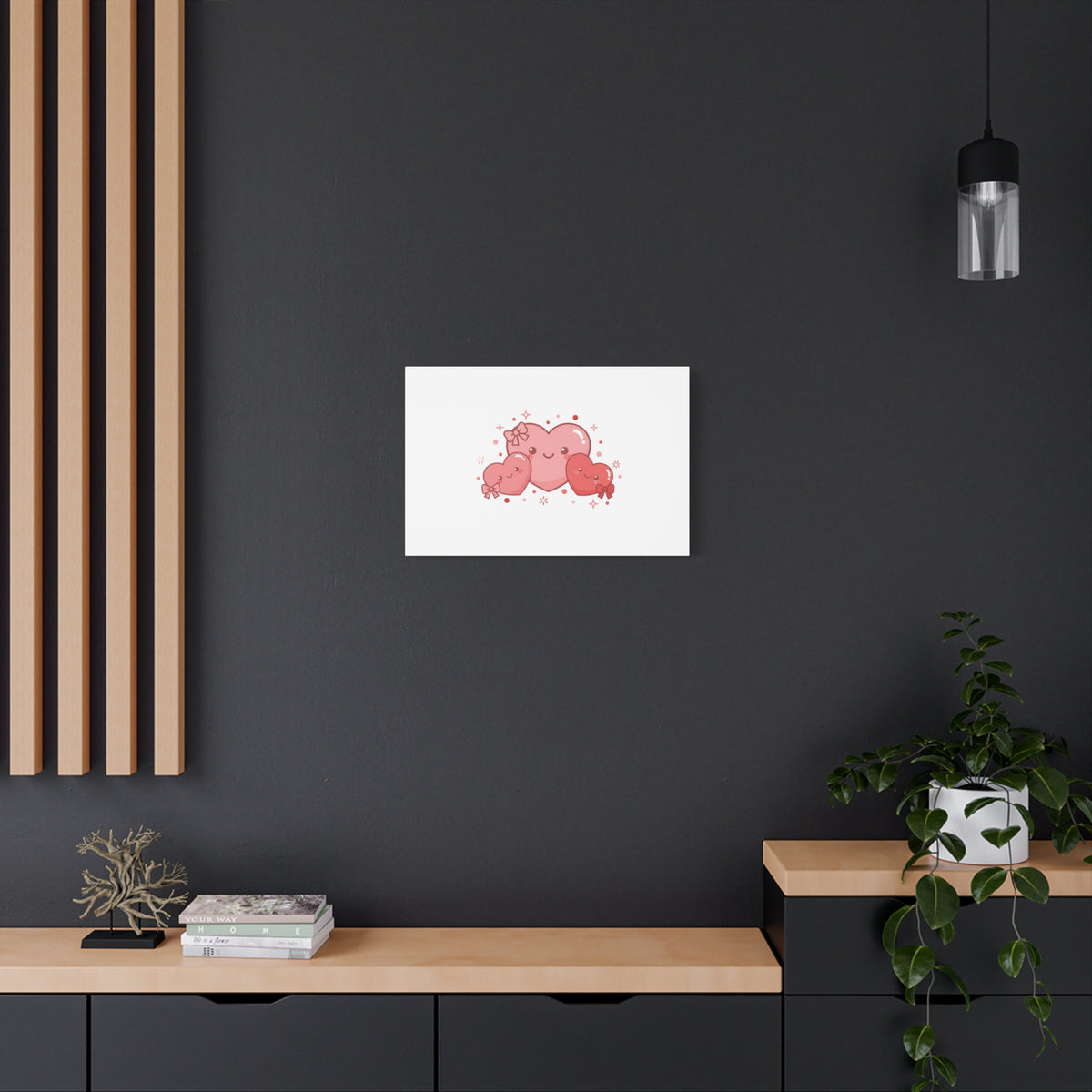 Kawaii Tiny Heart Trio Matte Canvas | tiny hearts, valentine doodle