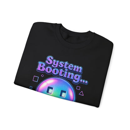 System Booting Crewneck Sweatshirt — "Upload Your Vibe" Retro Tech Graphic