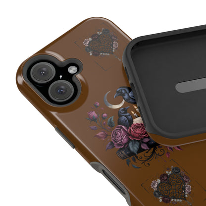 Raven & Roses Phone Case — Impact-Resistant Protective Case with Moon, Books & Floral Gothic Design
