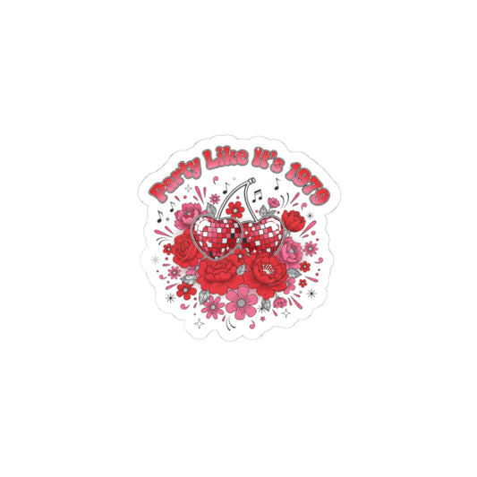 Disco Cherry Hearts Kiss-Cut Stickers | Sparkly Hearts, Retro Romance