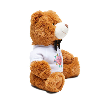 Sweet Baby Teddy Bear Plush with Heart T‑Shirt — Cute Gift for Newborns & Baby Showers