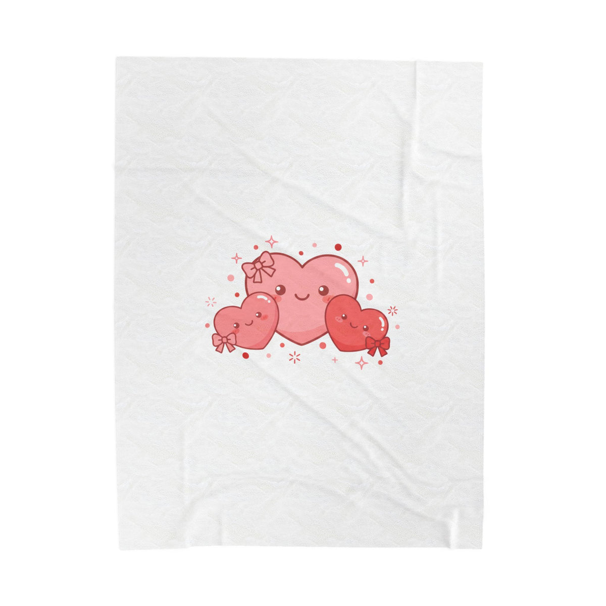 Tiny Heart Kawaii Trio Velveteen Plush Blanket | tiny heart design, valentine doodle