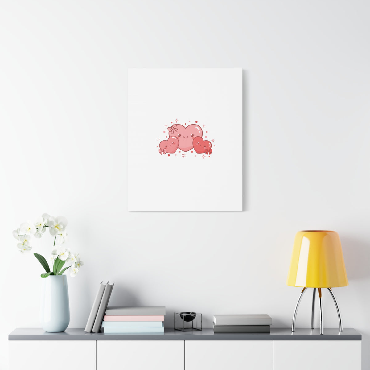 Kawaii Tiny Heart Trio Matte Canvas | tiny hearts, valentine doodle