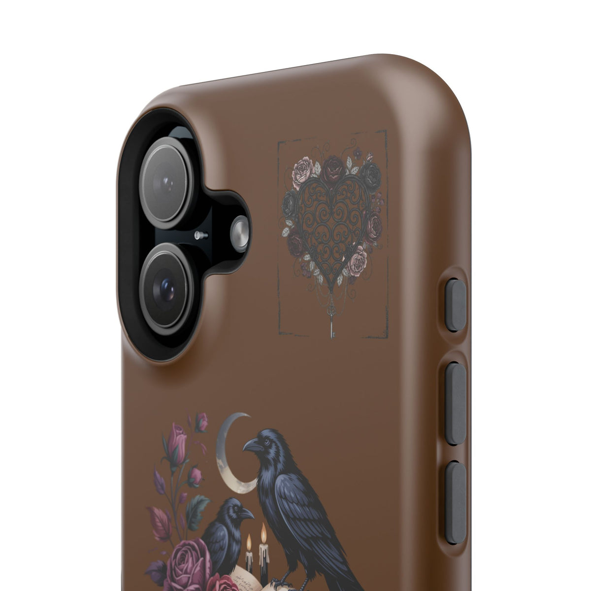 Raven & Roses Phone Case — Impact-Resistant Protective Case with Moon, Books & Floral Gothic Design