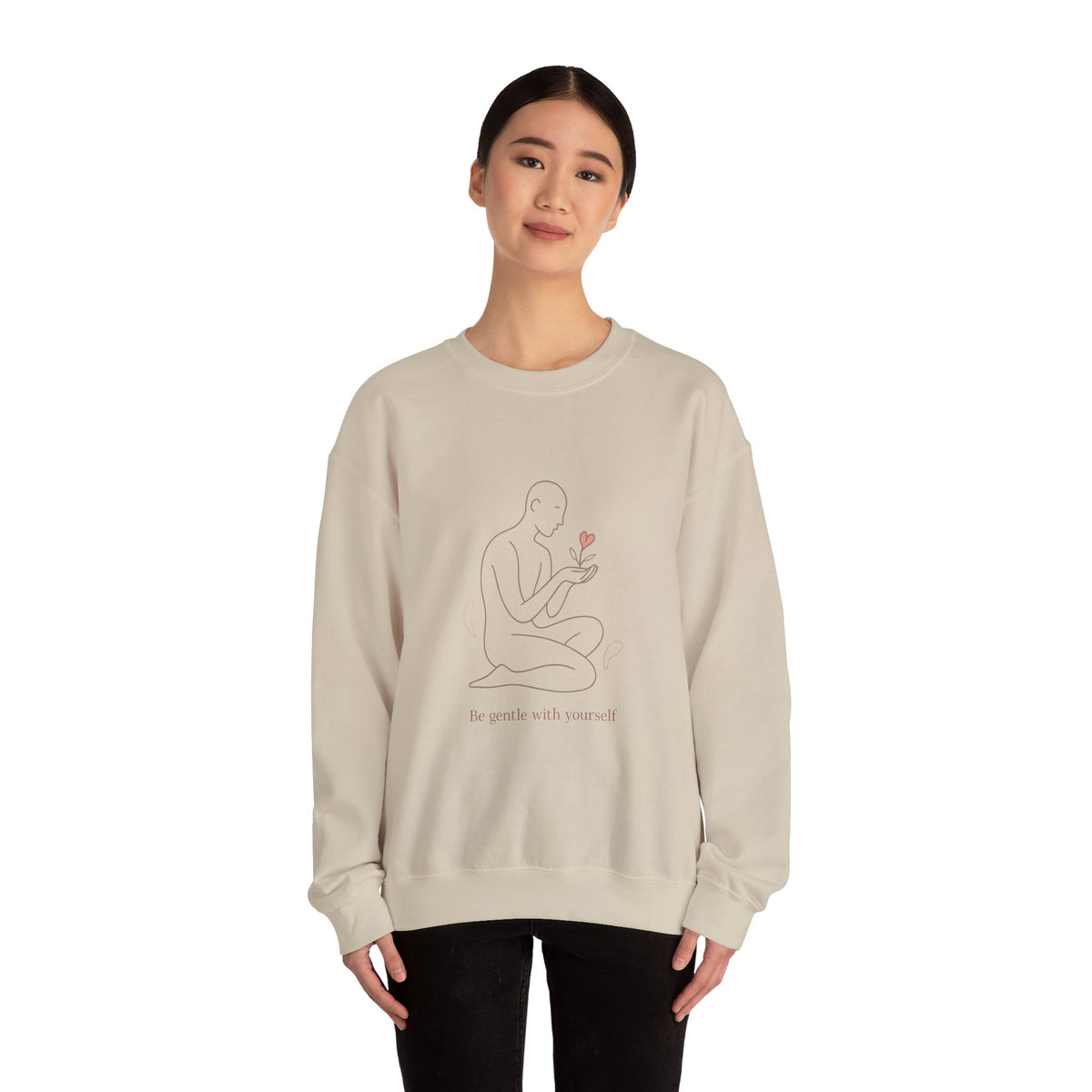 Crewneck Sweatshirt — "Be Gentle With Yourself" Minimal Self-Care Design