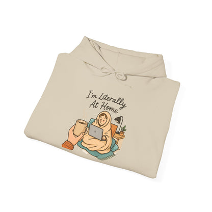 Cozy At Home Hoodie — Relaxed Laptop & Coffee Illustration