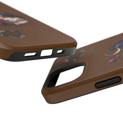 Raven & Roses Phone Case — Impact-Resistant Protective Case with Moon, Books & Floral Gothic Design