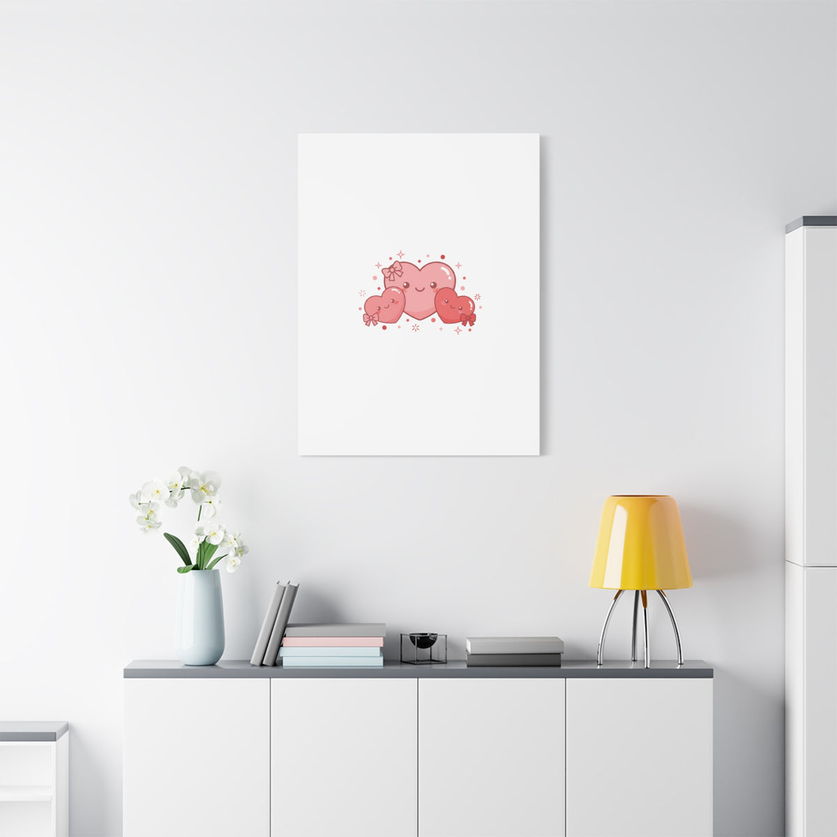 Kawaii Tiny Heart Trio Matte Canvas | tiny hearts, valentine doodle