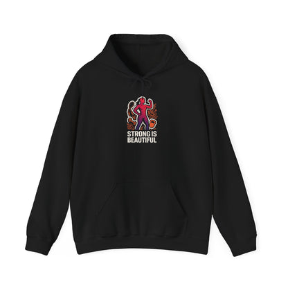 Strong Is Hoodie — Motivational Fitness Hoodie with Kettlebell & Weightlifting Design
