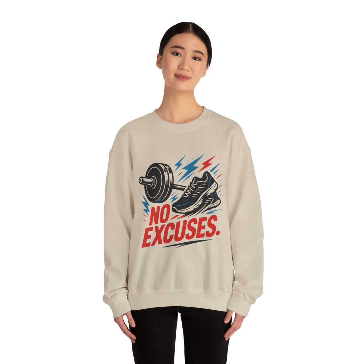 No Excuses Sweatshirt — Motivational Gym Crewneck for Fitness Enthusiasts