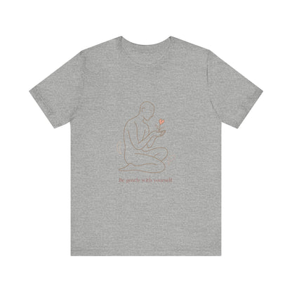 T‑Shirt — Minimal Self‑Care Line Art Tee (“Be gentle with yourself”)