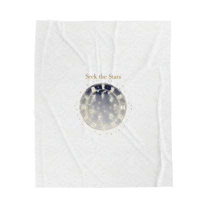 Seek the Stars Velveteen Blanket | Celestial Moon Phase, Constellation Decor