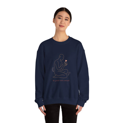 Crewneck Sweatshirt — "Be Gentle With Yourself" Minimal Self-Care Design